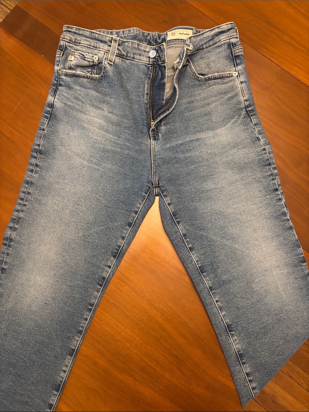 Ag Adriano Goldschmied Washed Blue Straight Leg Jeans High Rise